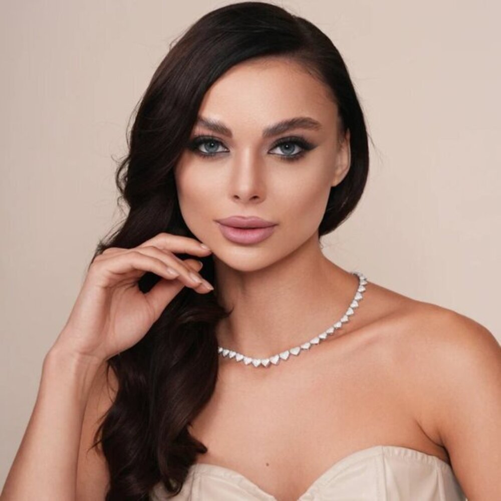 Rhodium Plated 925 Sterling Silver Heart Studded Clear CZ 7.6mm Necklace